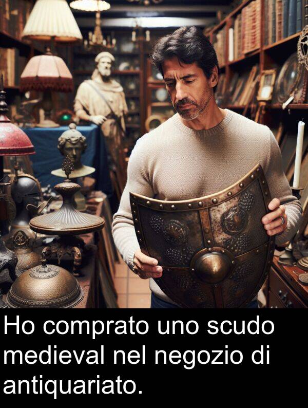 scudo: Ho comprato uno scudo medieval nel negozio di antiquariato.