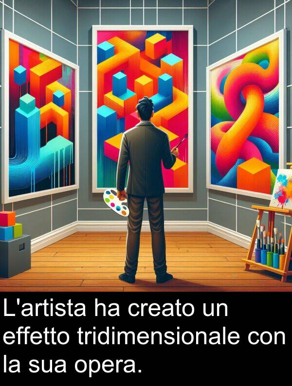 effetto: L'artista ha creato un effetto tridimensionale con la sua opera.