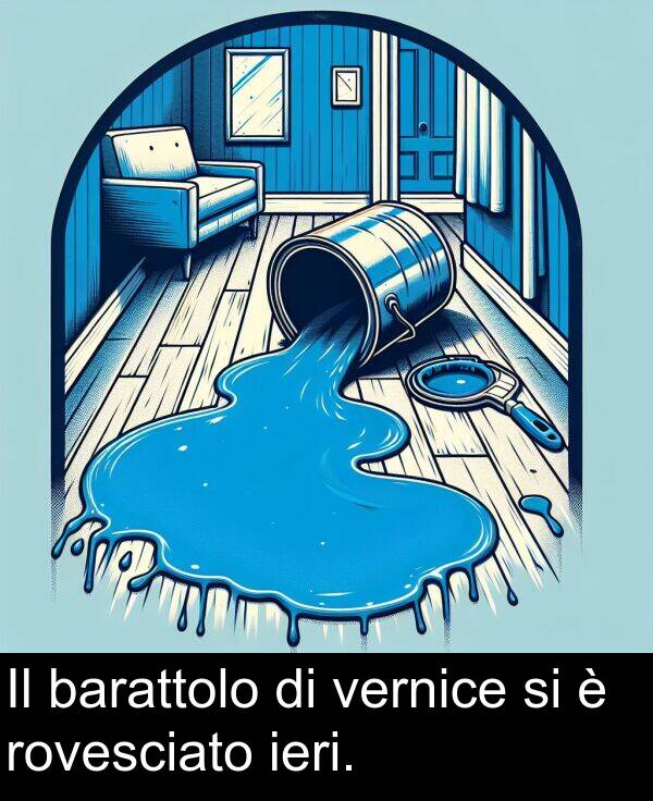 vernice: Il barattolo di vernice si è rovesciato ieri.