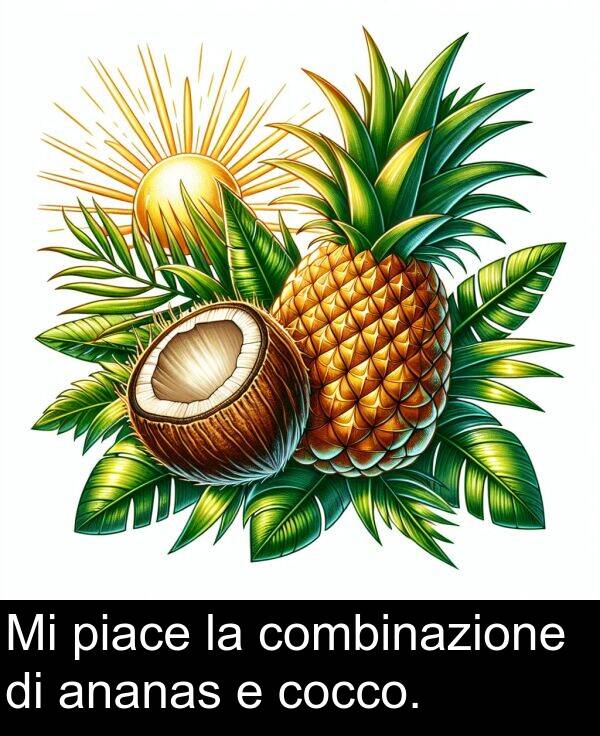 piace: Mi piace la combinazione di ananas e cocco.