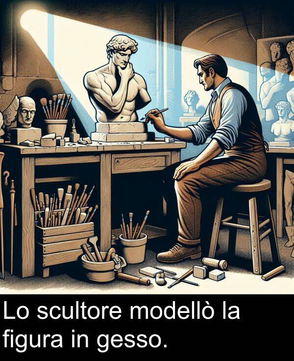 figura: Lo scultore modellò la figura in gesso.