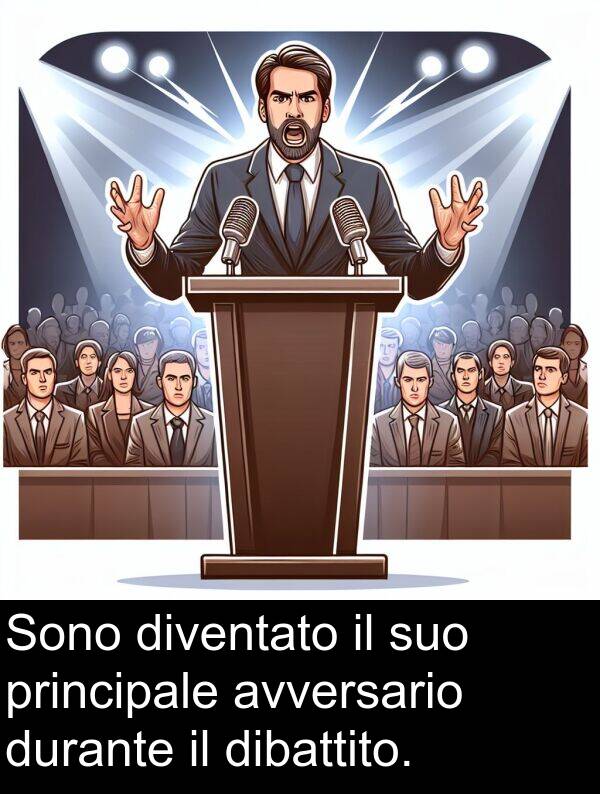 avversario: Sono diventato il suo principale avversario durante il dibattito.