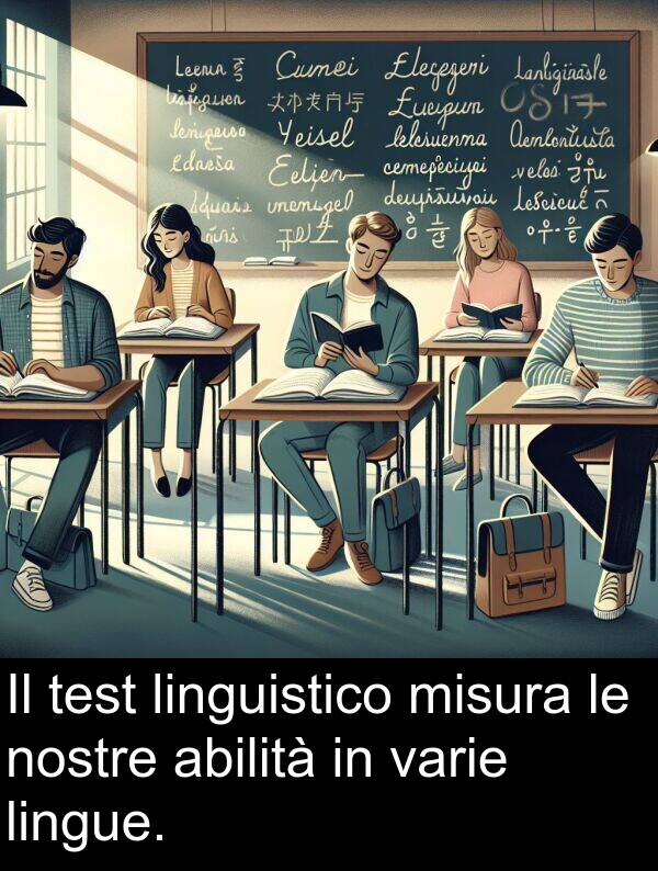 misura: Il test linguistico misura le nostre abilità in varie lingue.