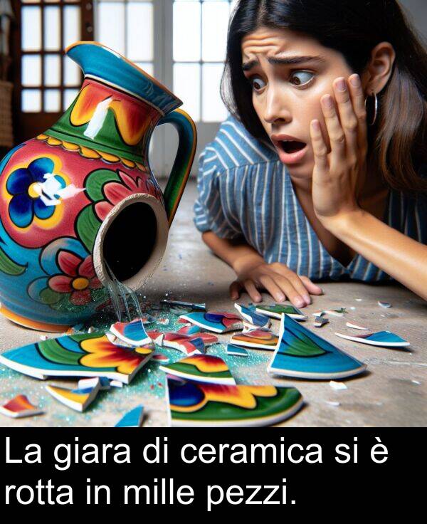 rotta: La giara di ceramica si è rotta in mille pezzi.