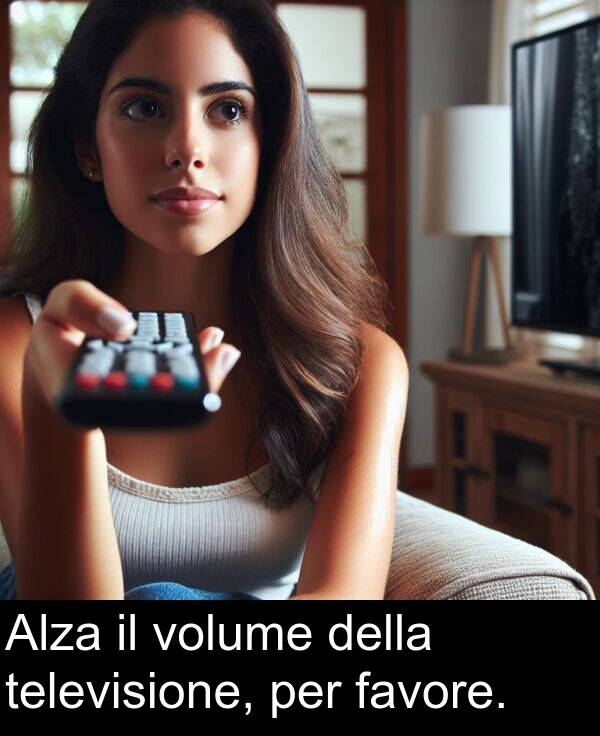 per: Alza il volume della televisione, per favore.