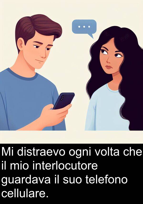 telefono: Mi distraevo ogni volta che il mio interlocutore guardava il suo telefono cellulare.