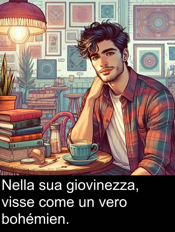 sua: Nella sua giovinezza, visse come un vero bohémien.