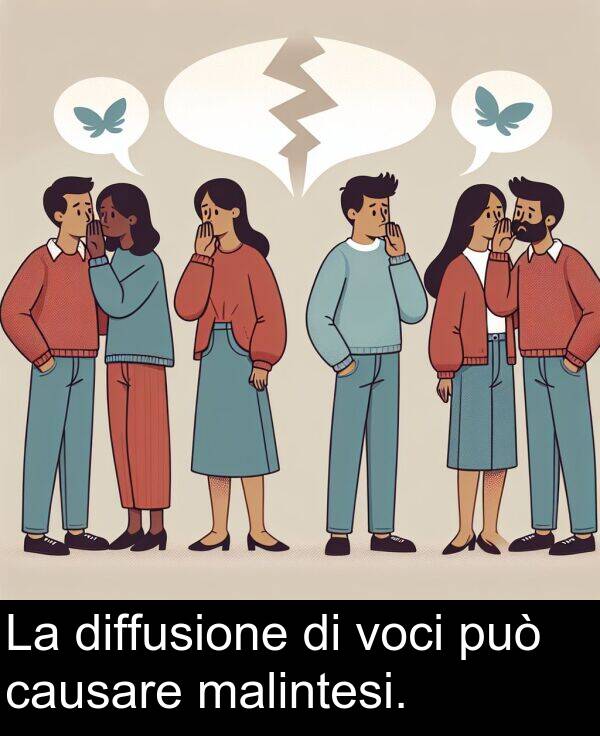 causare: La diffusione di voci può causare malintesi.