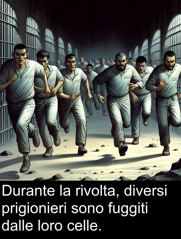 loro: Durante la rivolta, diversi prigionieri sono fuggiti dalle loro celle.