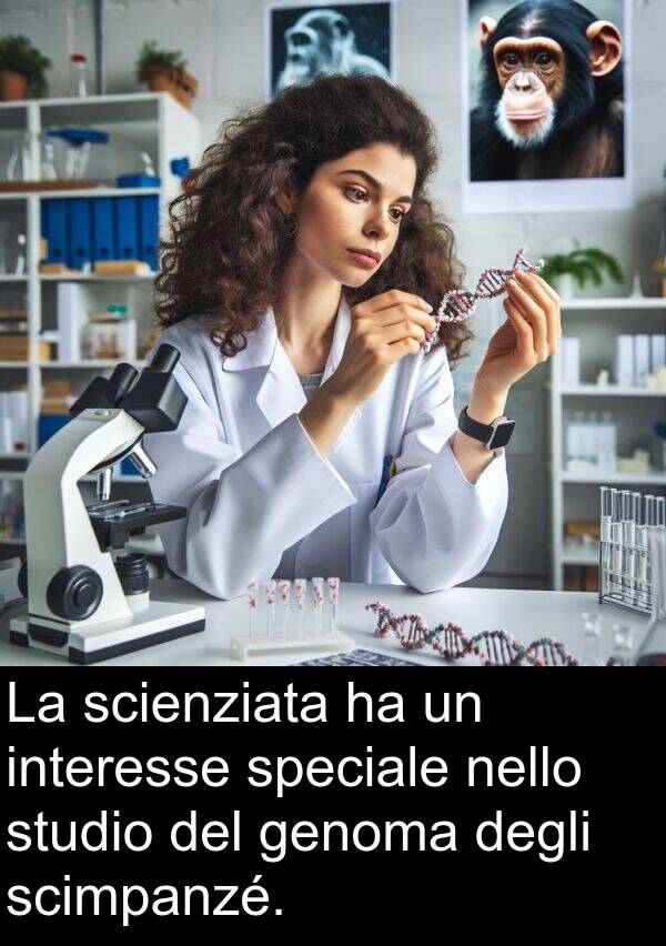 degli: La scienziata ha un interesse speciale nello studio del genoma degli scimpanzé.