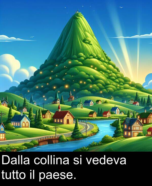 tutto: Dalla collina si vedeva tutto il paese.