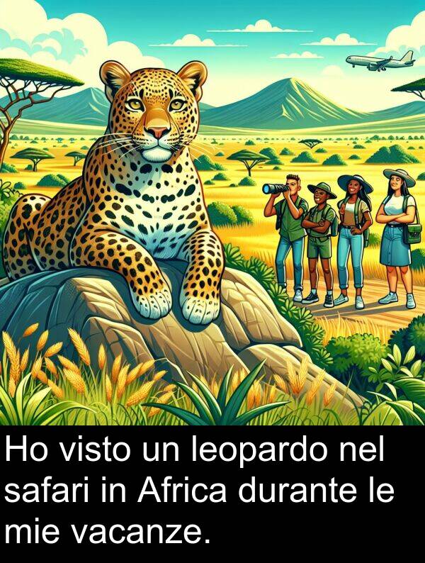 safari: Ho visto un leopardo nel safari in Africa durante le mie vacanze.