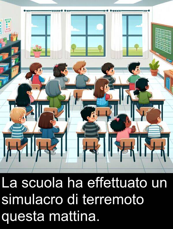 mattina: La scuola ha effettuato un simulacro di terremoto questa mattina.