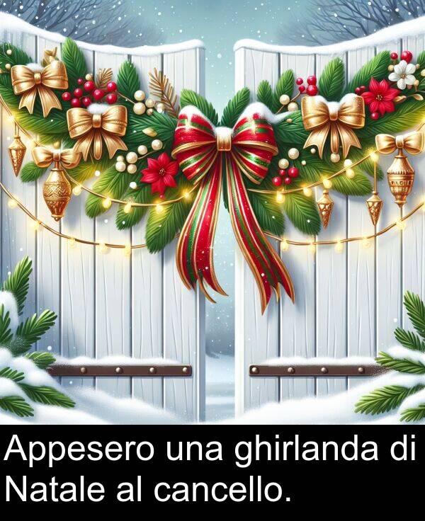 una: Appesero una ghirlanda di Natale al cancello.