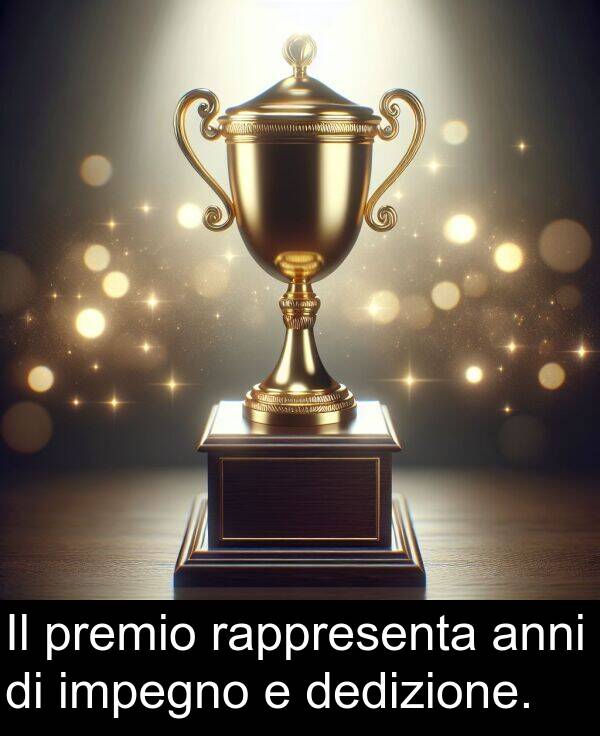 rappresenta: Il premio rappresenta anni di impegno e dedizione.
