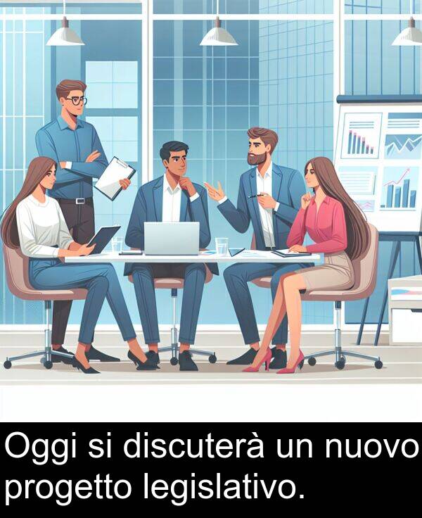 discuterà: Oggi si discuterà un nuovo progetto legislativo.