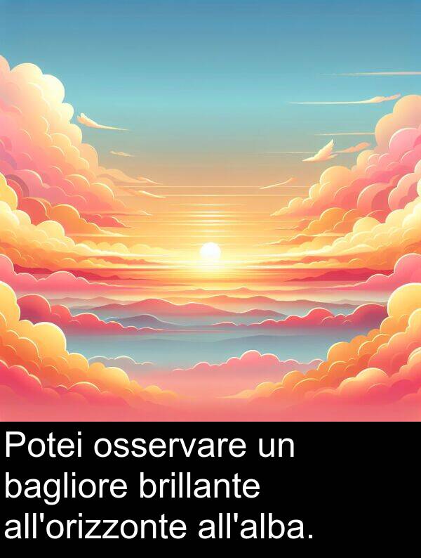bagliore: Potei osservare un bagliore brillante all'orizzonte all'alba.