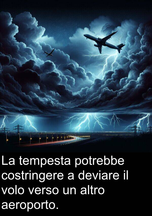 aeroporto: La tempesta potrebbe costringere a deviare il volo verso un altro aeroporto.