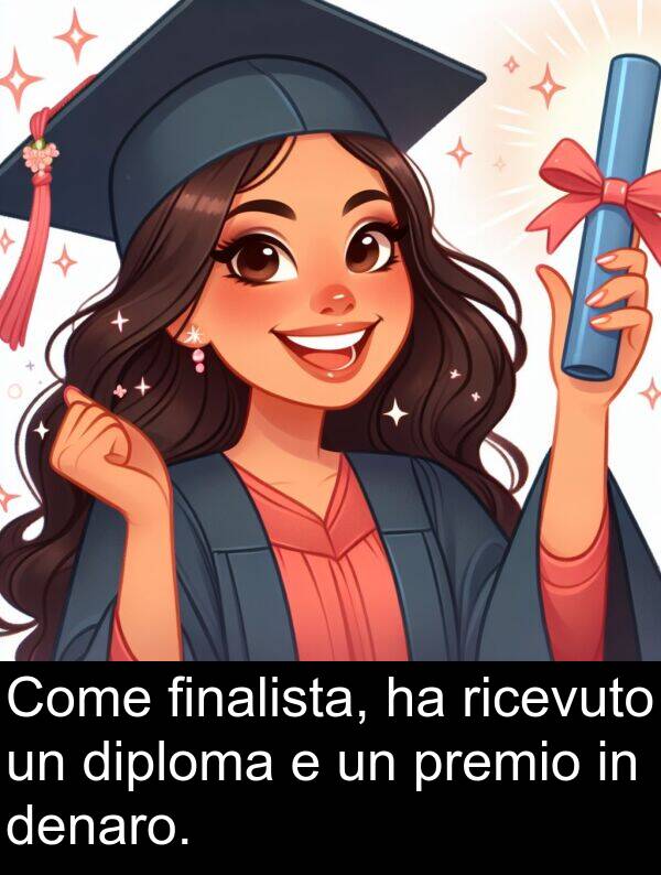 diploma: Come finalista, ha ricevuto un diploma e un premio in denaro.