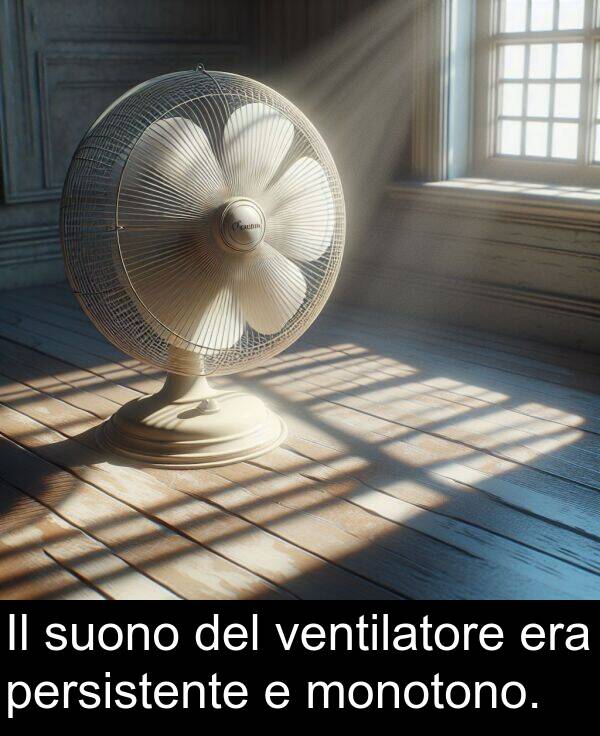 ventilatore: Il suono del ventilatore era persistente e monotono.