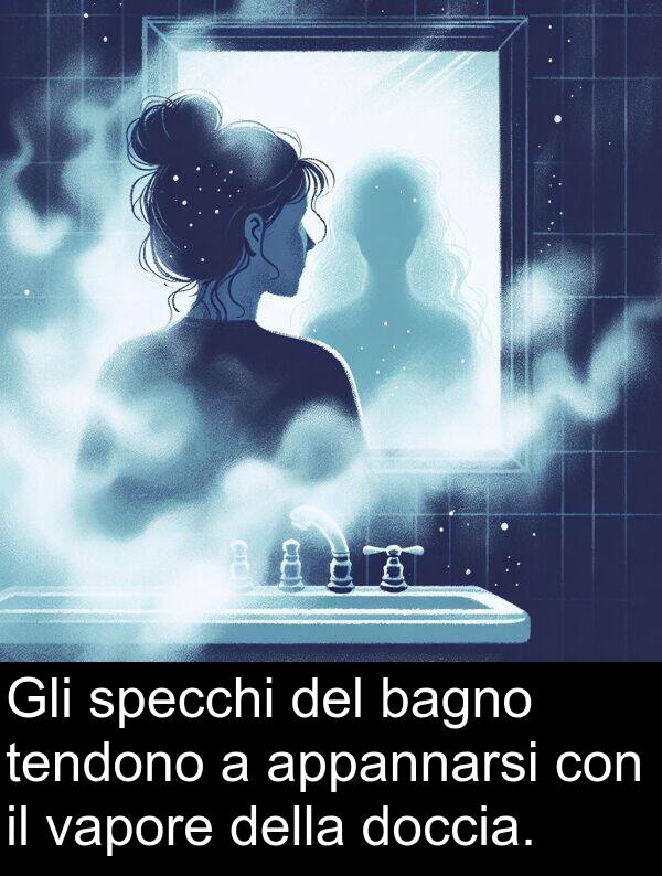 specchi: Gli specchi del bagno tendono a appannarsi con il vapore della doccia.