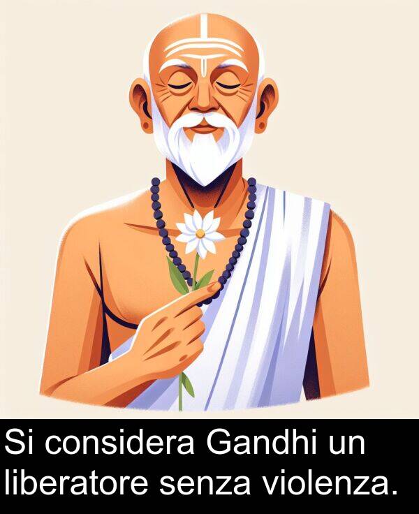 violenza: Si considera Gandhi un liberatore senza violenza.