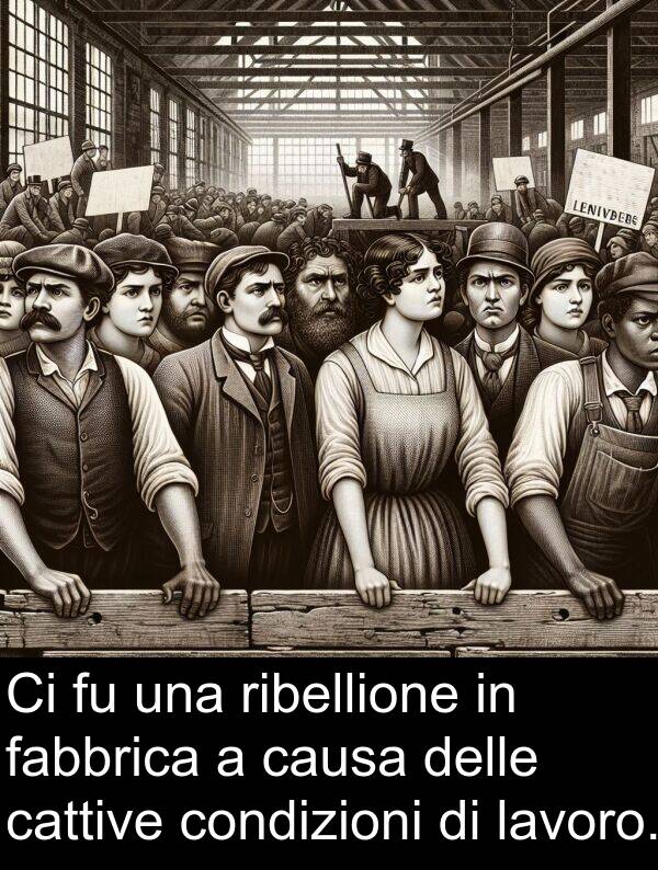 fabbrica: Ci fu una ribellione in fabbrica a causa delle cattive condizioni di lavoro.