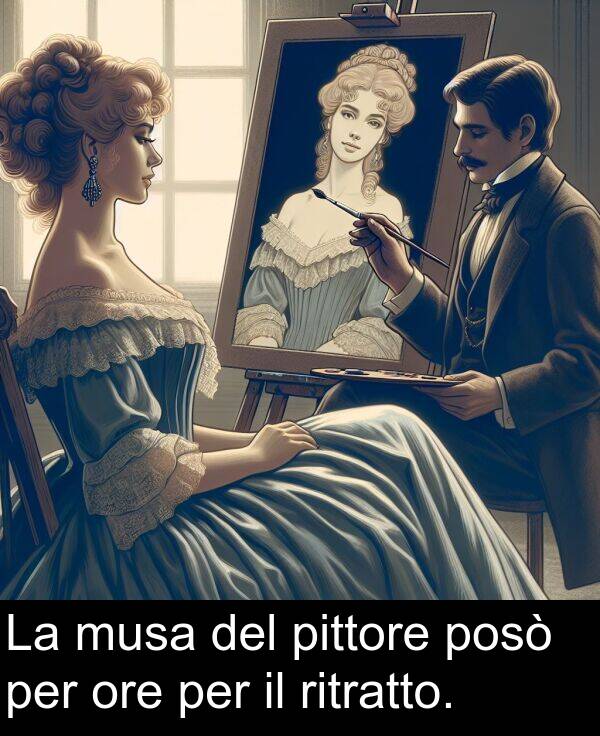 ritratto: La musa del pittore posò per ore per il ritratto.