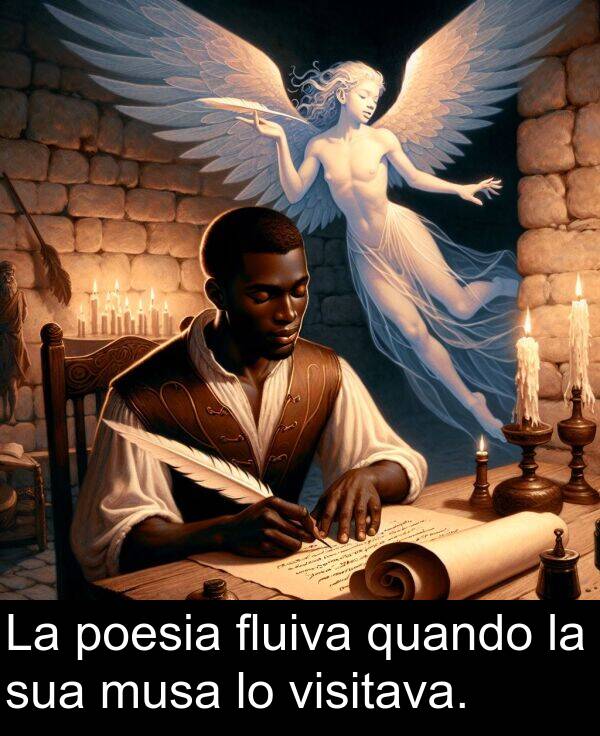 quando: La poesia fluiva quando la sua musa lo visitava.