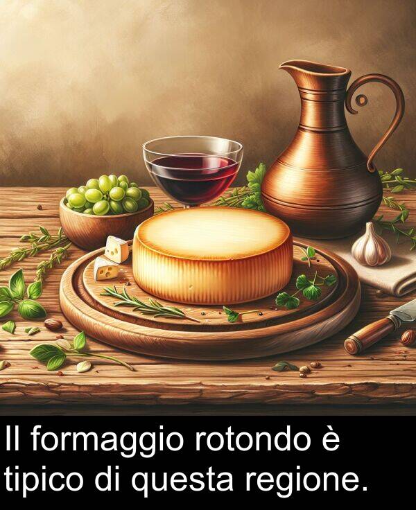 rotondo: Il formaggio rotondo è tipico di questa regione.