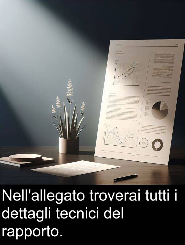 tutti: Nell'allegato troverai tutti i dettagli tecnici del rapporto.