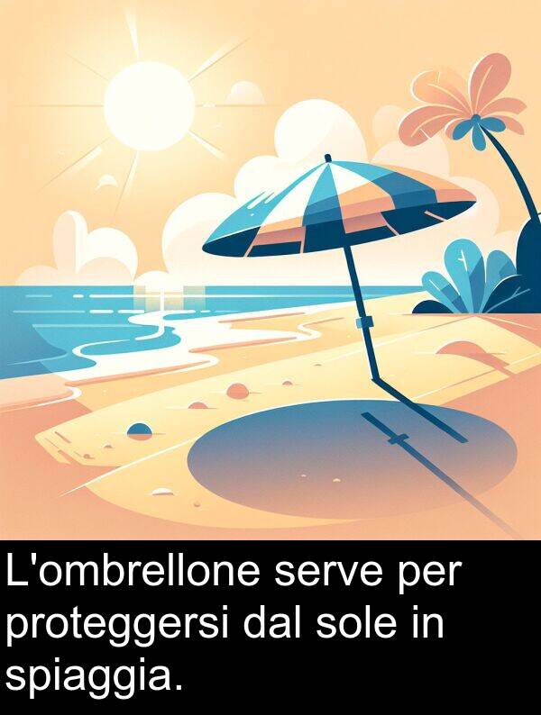 spiaggia: L'ombrellone serve per proteggersi dal sole in spiaggia.