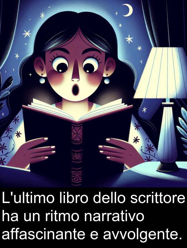 narrativo: L'ultimo libro dello scrittore ha un ritmo narrativo affascinante e avvolgente.