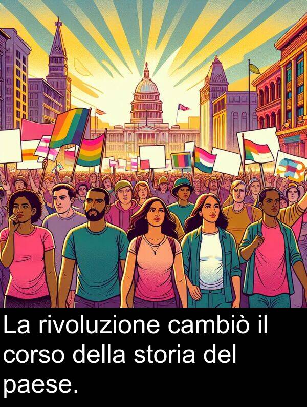 rivoluzione: La rivoluzione cambiò il corso della storia del paese.