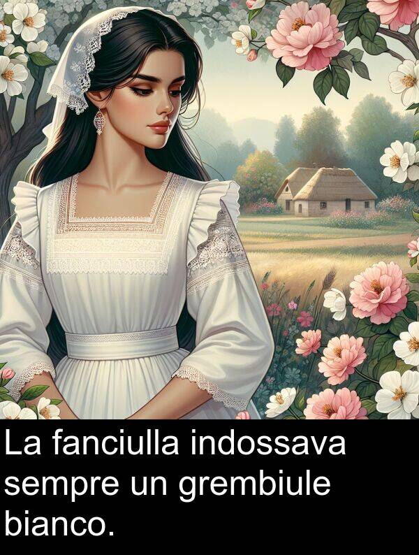 fanciulla: La fanciulla indossava sempre un grembiule bianco.
