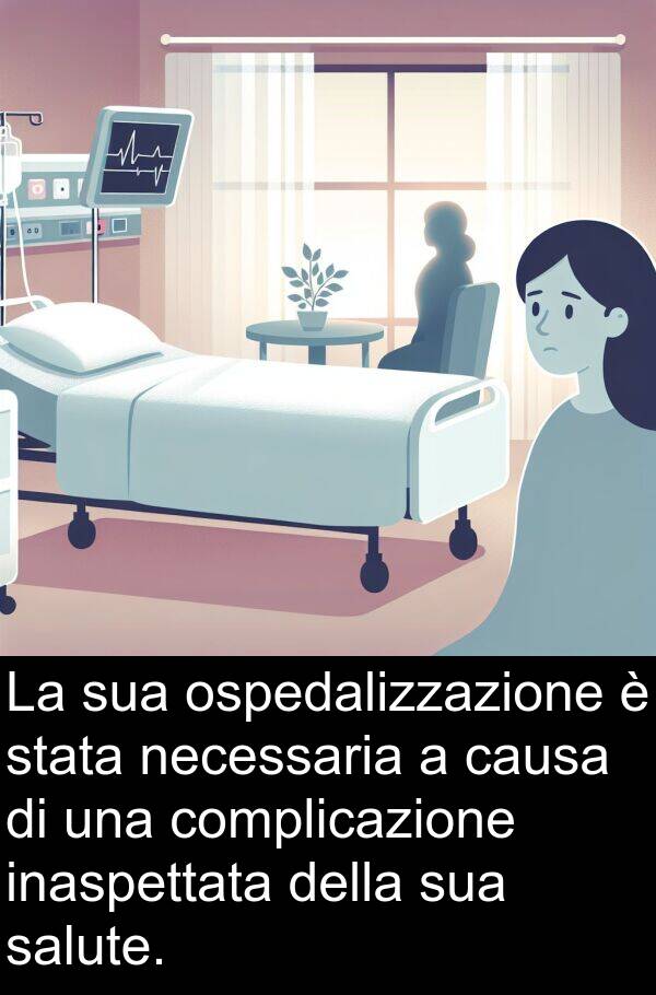 ospedalizzazione: La sua ospedalizzazione è stata necessaria a causa di una complicazione inaspettata della sua salute.