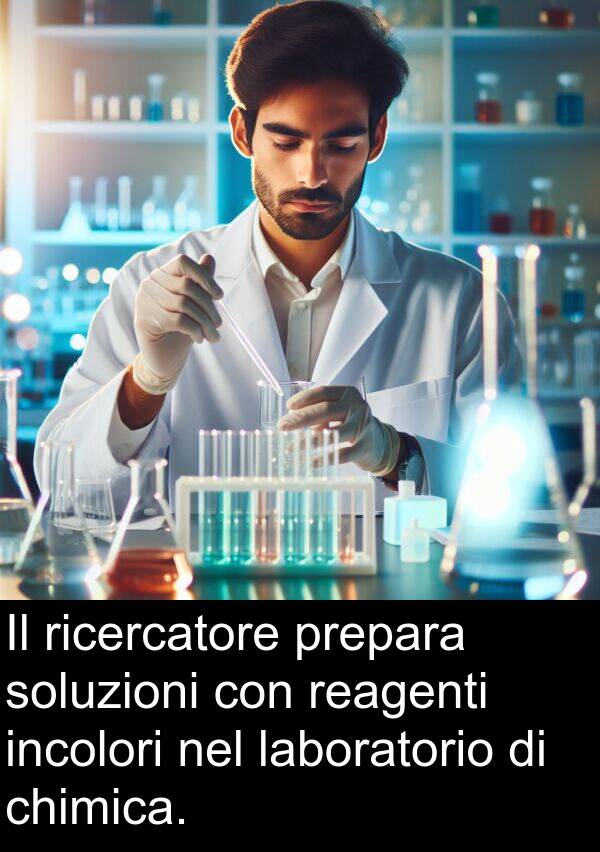 laboratorio: Il ricercatore prepara soluzioni con reagenti incolori nel laboratorio di chimica.