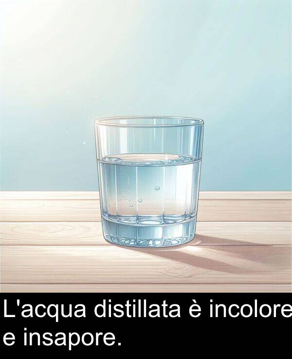 distillata: L'acqua distillata è incolore e insapore.