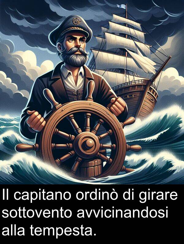 tempesta: Il capitano ordinò di girare sottovento avvicinandosi alla tempesta.
