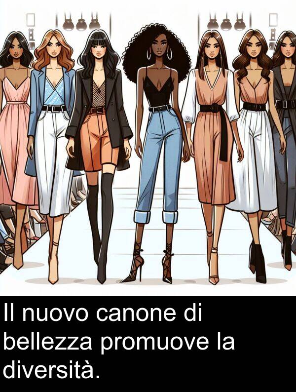 canone: Il nuovo canone di bellezza promuove la diversità.
