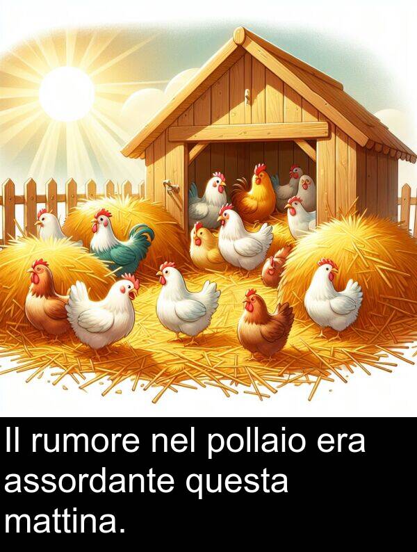 mattina: Il rumore nel pollaio era assordante questa mattina.