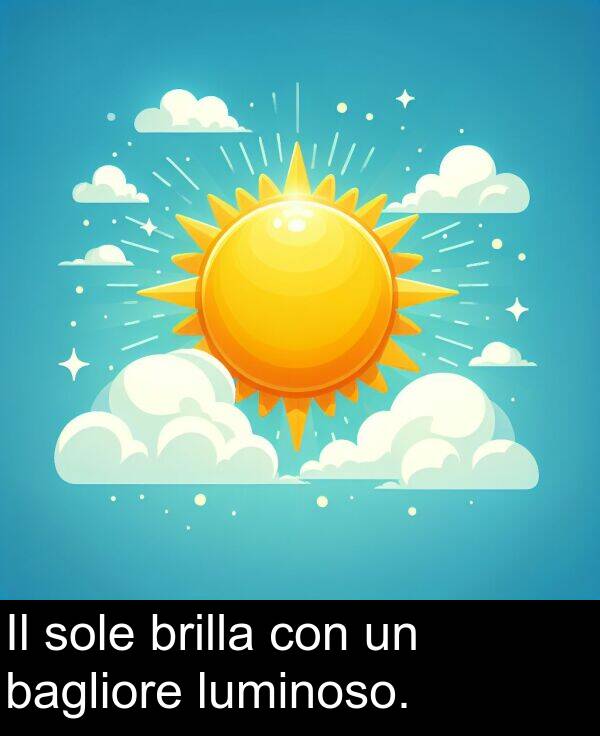 bagliore: Il sole brilla con un bagliore luminoso.