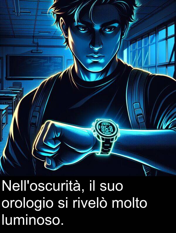 luminoso: Nell'oscurità, il suo orologio si rivelò molto luminoso.