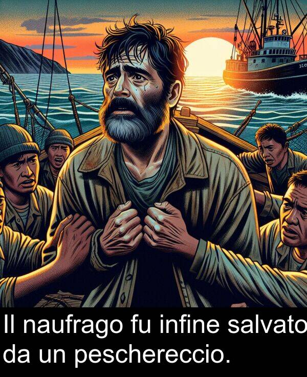 naufrago: Il naufrago fu infine salvato da un peschereccio.