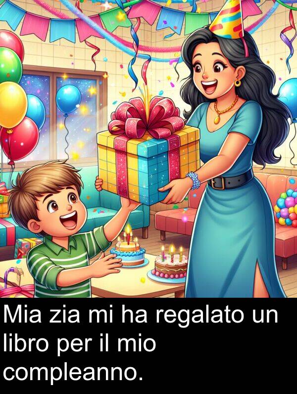 zia: Mia zia mi ha regalato un libro per il mio compleanno.