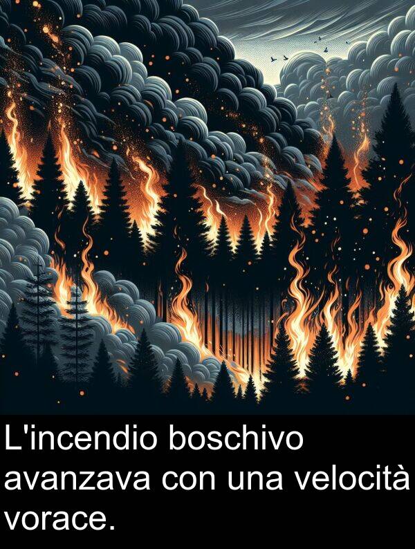 vorace: L'incendio boschivo avanzava con una velocità vorace.