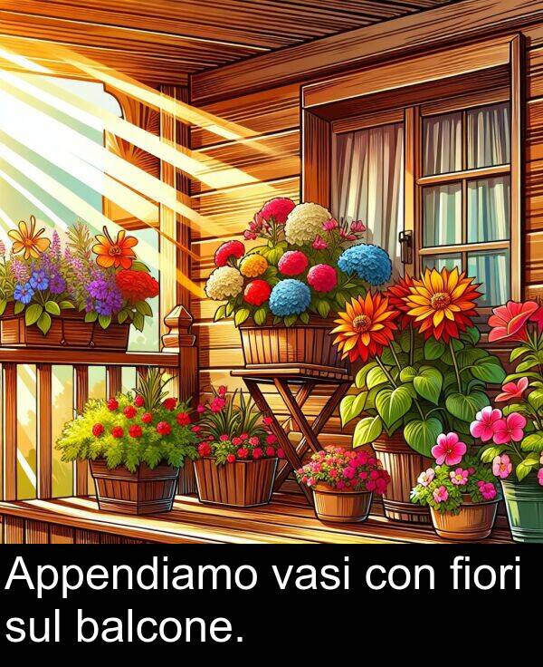 balcone: Appendiamo vasi con fiori sul balcone.