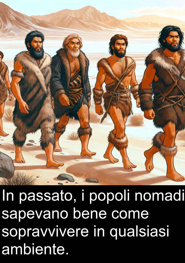 qualsiasi: In passato, i popoli nomadi sapevano bene come sopravvivere in qualsiasi ambiente.