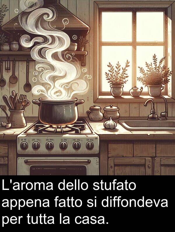 appena: L'aroma dello stufato appena fatto si diffondeva per tutta la casa.