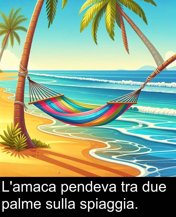 spiaggia: L'amaca pendeva tra due palme sulla spiaggia.